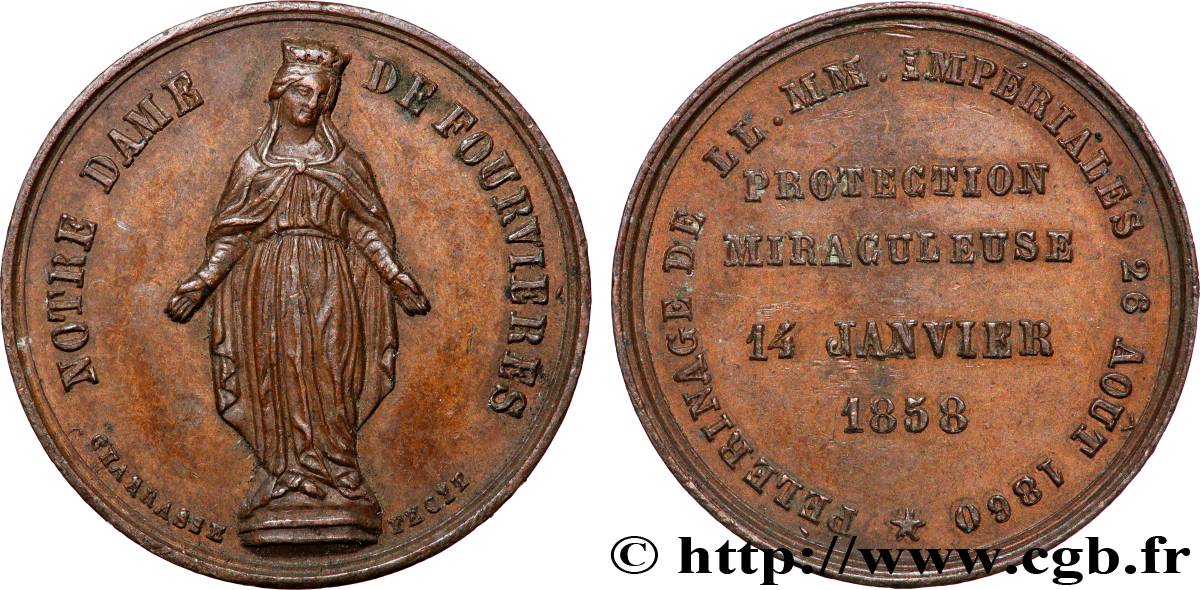 SECOND EMPIRE Médaille, Pèlerinage de LL. MM. Empereur et Impératrice TTB+