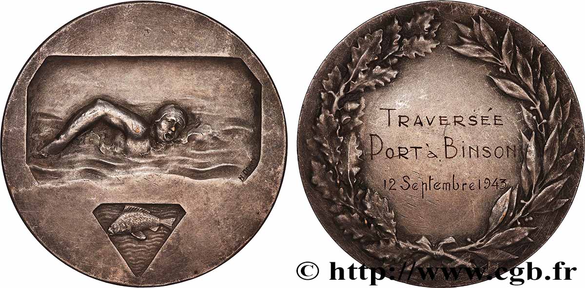 III REPUBLIC Médaille, Traversée Port à Binson AU