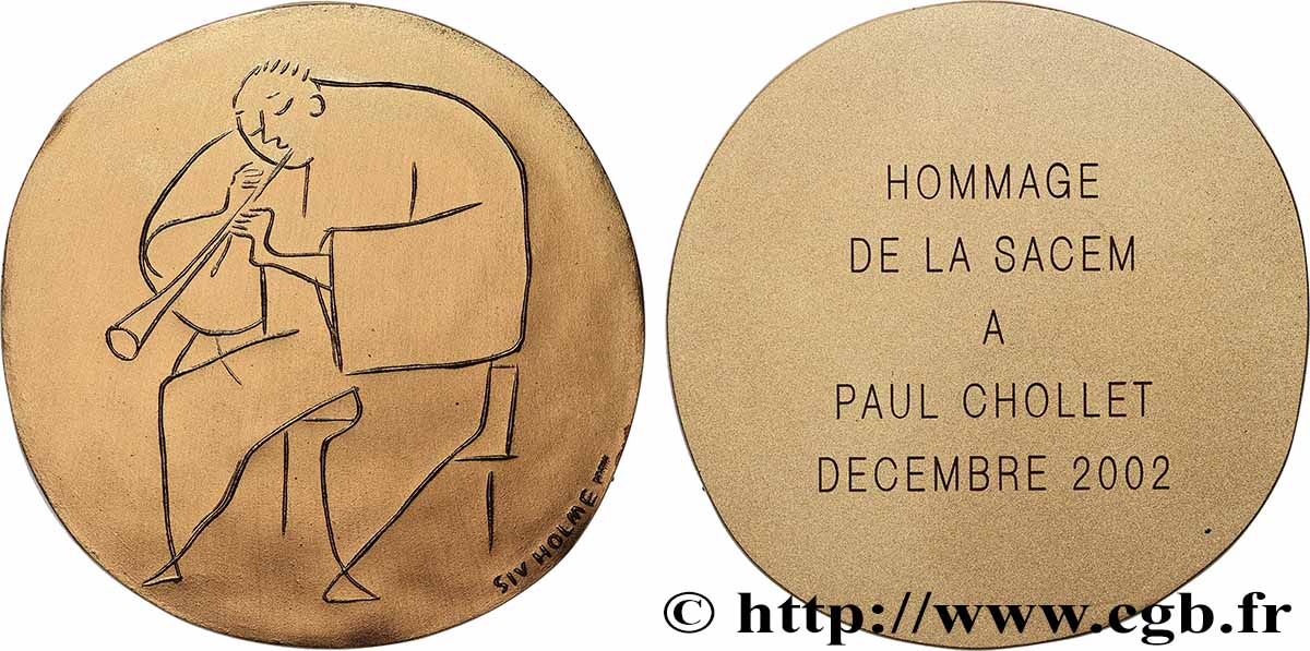 CINQUIÈME RÉPUBLIQUE Médaille, Hommage de la SACEM SUP