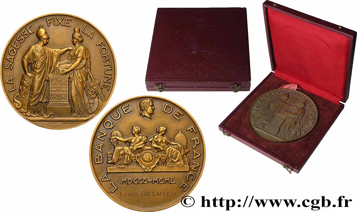 BANQUE DE FRANCE Médaille de récompense, La sagesse fixe la fortune q.SPL