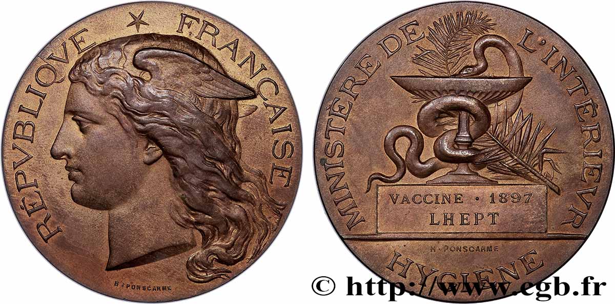 TROISIÈME RÉPUBLIQUE Médaille, Hygiène, Vaccine TTB