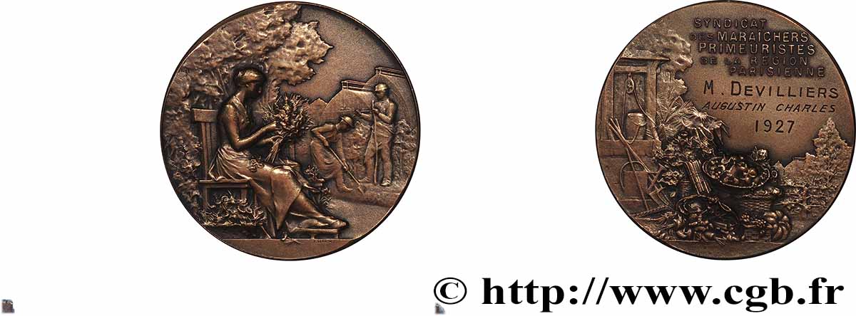 III REPUBLIC Médaille, Société régionale d’horticulture de Vincennes AU