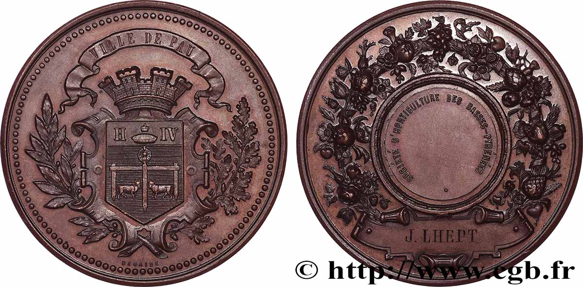 TROISIÈME RÉPUBLIQUE Médaille, Société d’horticulture SUP