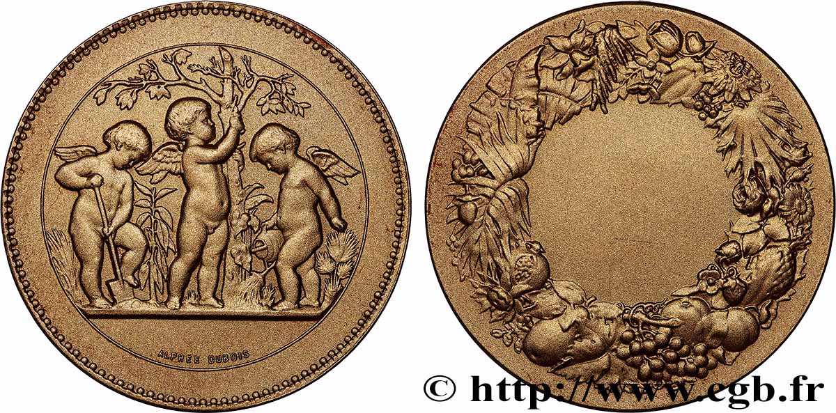 V REPUBLIC Médaille, Horticulture, Refrappe AU/AU