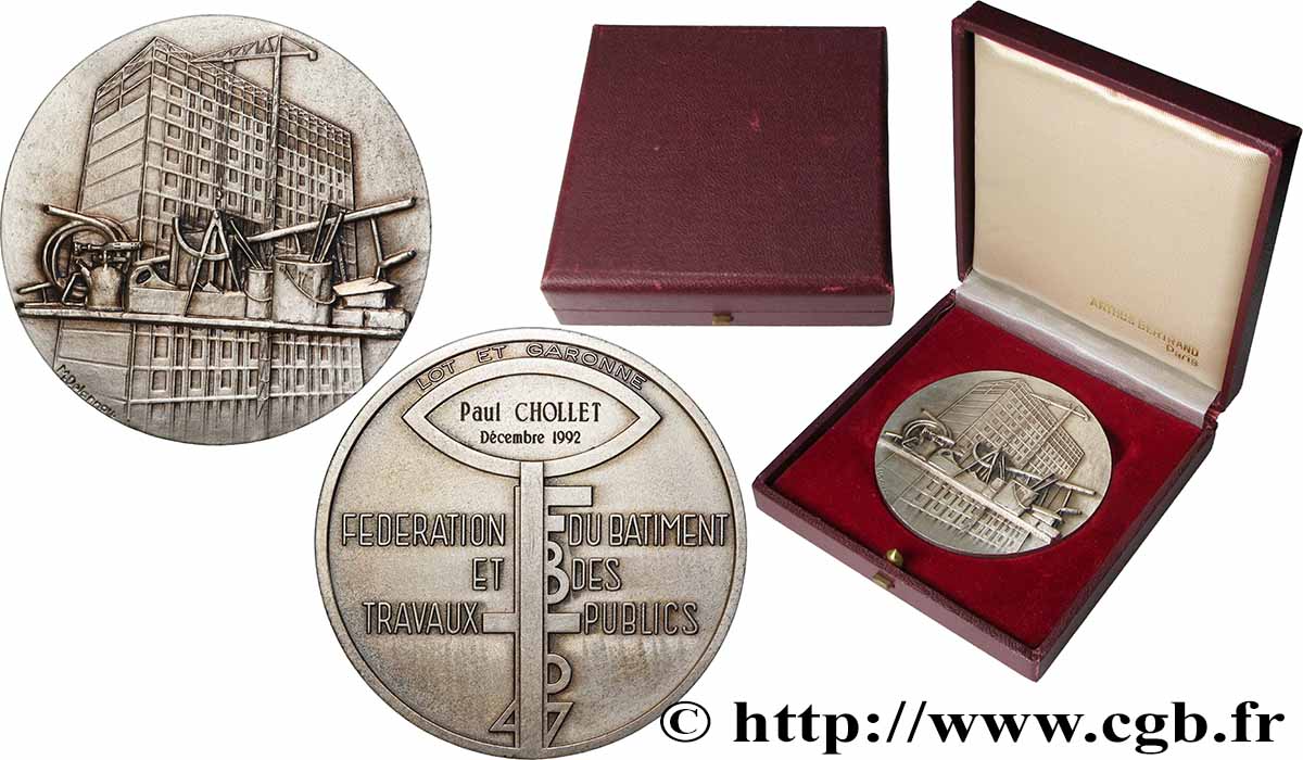 FUNFTE FRANZOSISCHE REPUBLIK Médaille, Fédération du bâtiment et des travaux publics fVZ