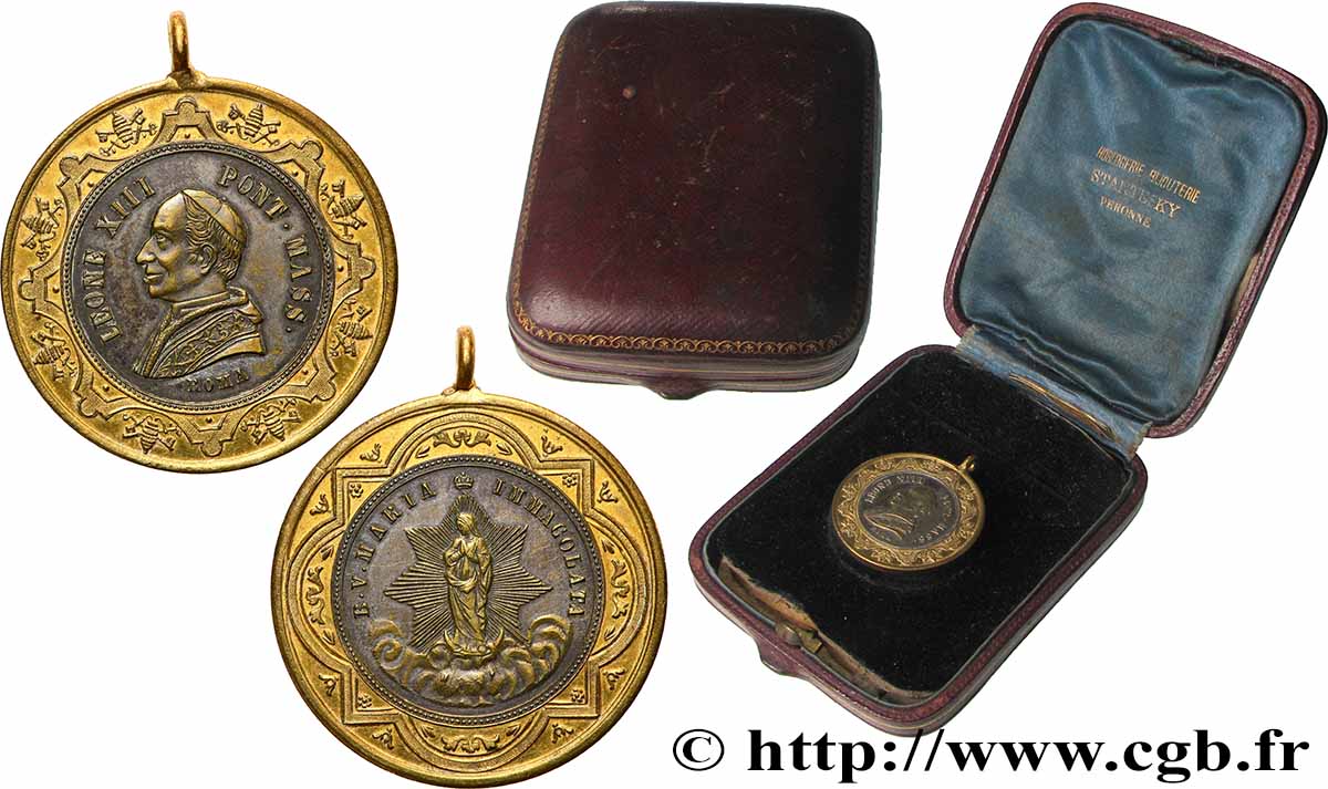 ITALIE - ÉTATS DU PAPE - LÉON XIII (Vincenzo Gioacchino Pecci) Médaille, Fête de l’Immaculée Conception TTB+