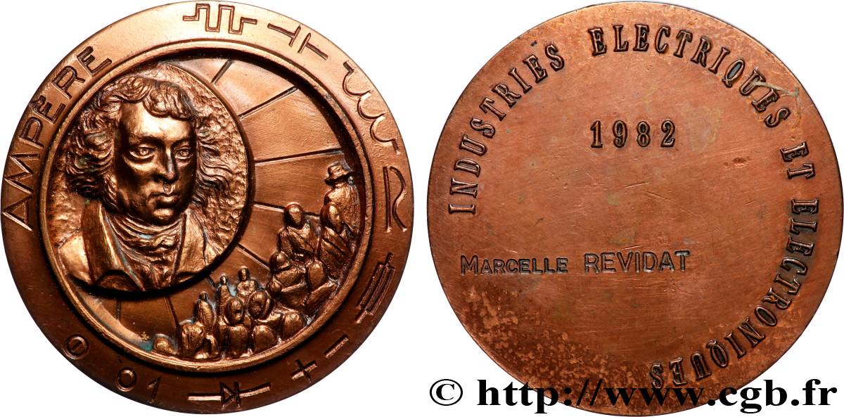 CINQUIÈME RÉPUBLIQUE Médaille, Ampère TTB