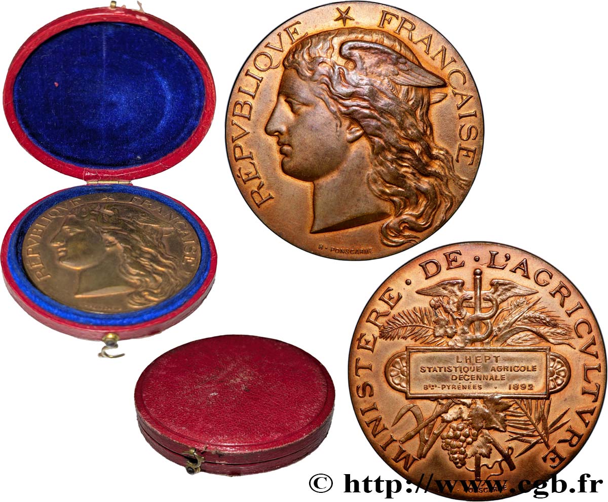 TROISIÈME RÉPUBLIQUE Médaille, Statistique agricole TTB+
