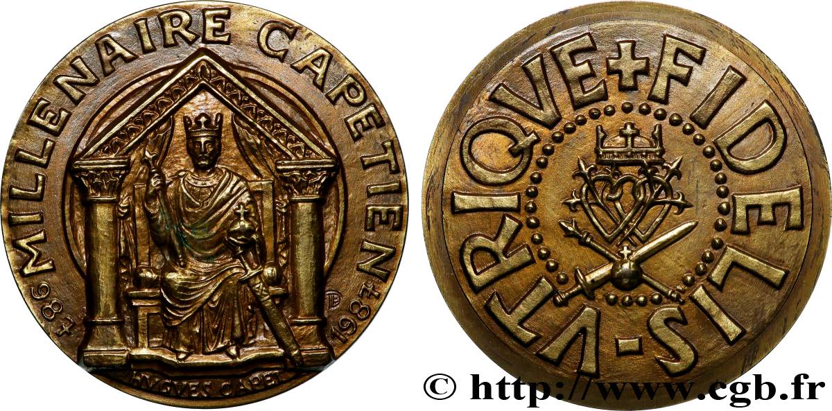 CINQUIÈME RÉPUBLIQUE Médaille, Millénaire capétien TTB+