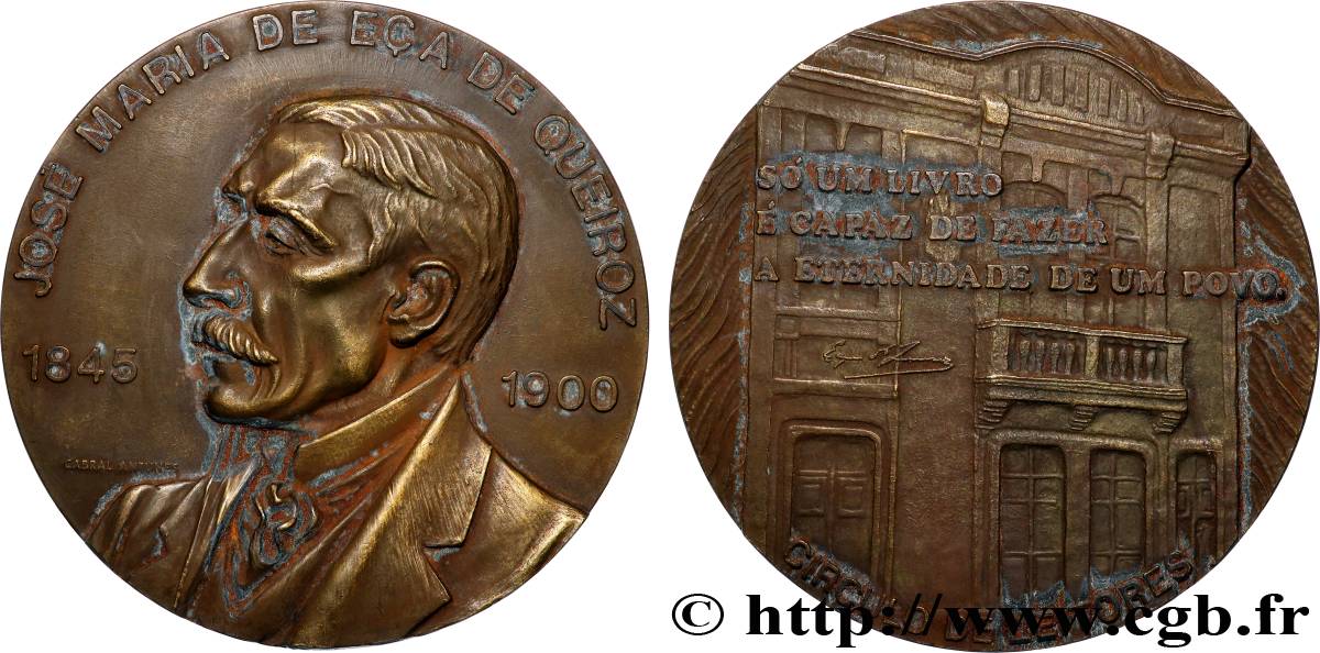 PORTUGAL Médaille, Eça de Queiroz TTB