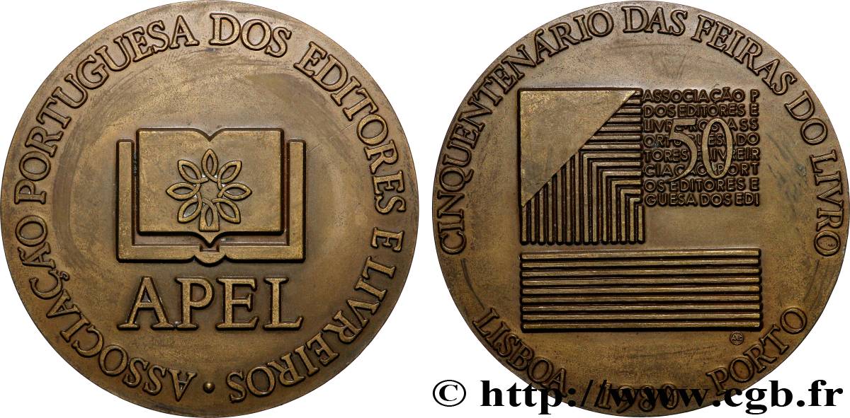 PORTUGAL Médaille, Cinquantième anniversaire des salons du livre  TTB