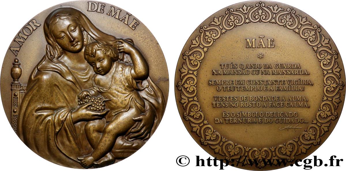 PORTUGAL Médaille, Amour d’une mère SUP