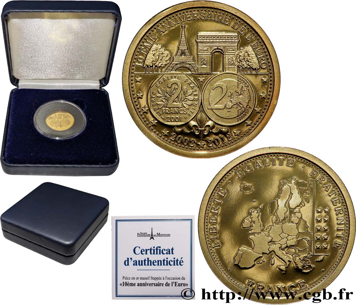 V REPUBLIC Médaille, 10e Anniversaire de l’Euro Proof set