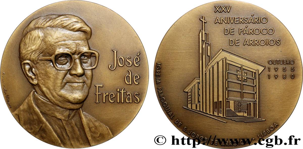 PORTUGAL Médaille, XXV.e anniversaire de l’église d’Arroios, n° 235 SUP