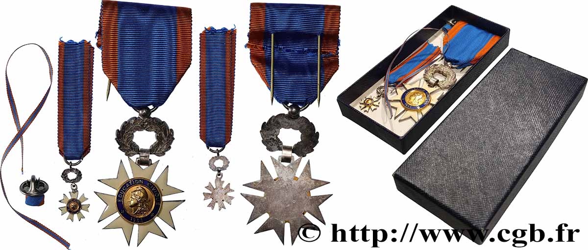 FUNFTE FRANZOSISCHE REPUBLIK Médaille, Éducation Civique, avec sa miniature VZ