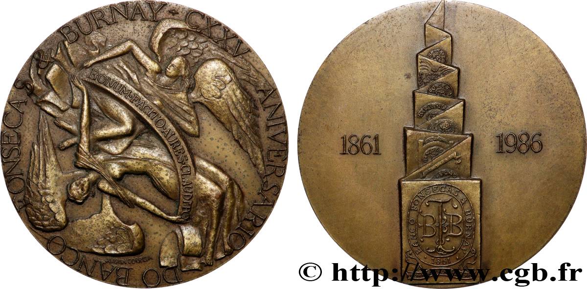 PORTUGAL Médaille, Anniversaire de la banque Fonsecas & Burnay TTB+