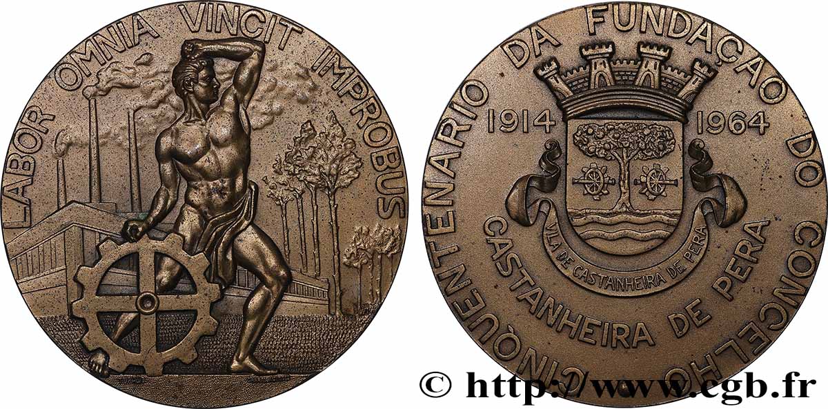 PORTUGAL Médaille, Cinquantième anniversaire de la fondation de la municipalité TTB+