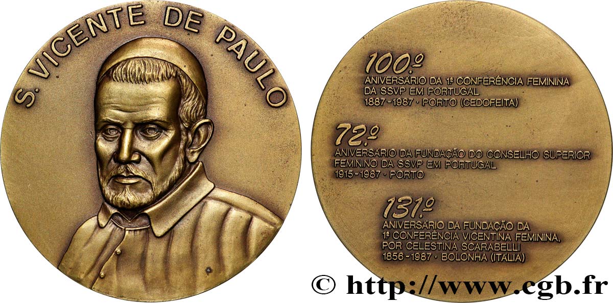 PORTUGAL Médaille, Centenaire de la première conférence des femmes de la SSVP, 72e anniversaire de la fondation du conseil supérieur des femmes, 131e anniversaire de la fondation de la 1ere conférence des femmes  TTB+