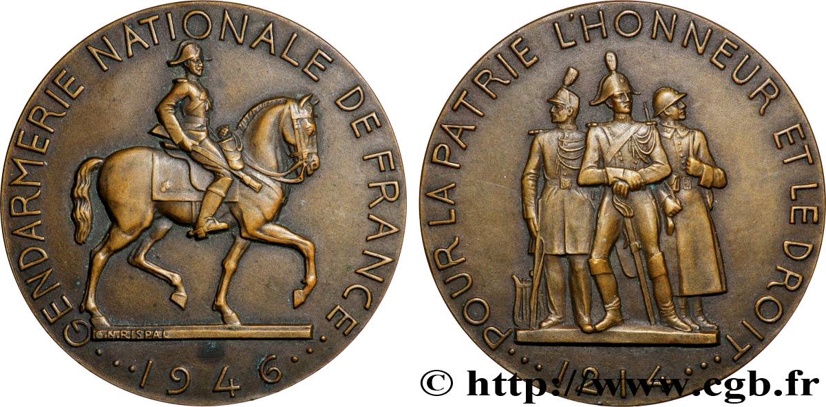 PROVISIONAL GOVERNEMENT OF THE FRENCH REPUBLIC Médaille, Gendarmerie Nationale de France AU