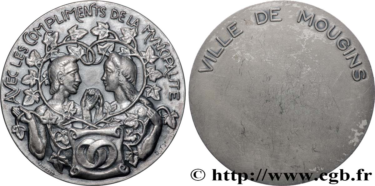 FUNFTE FRANZOSISCHE REPUBLIK Médaille, Avec les compliments de la municipalité fVZ