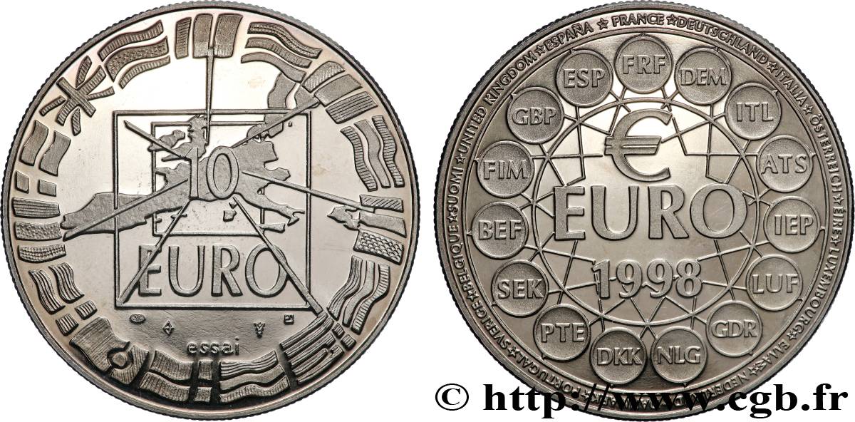 V REPUBLIC ECU Europa, 10 EURO, Essai AU