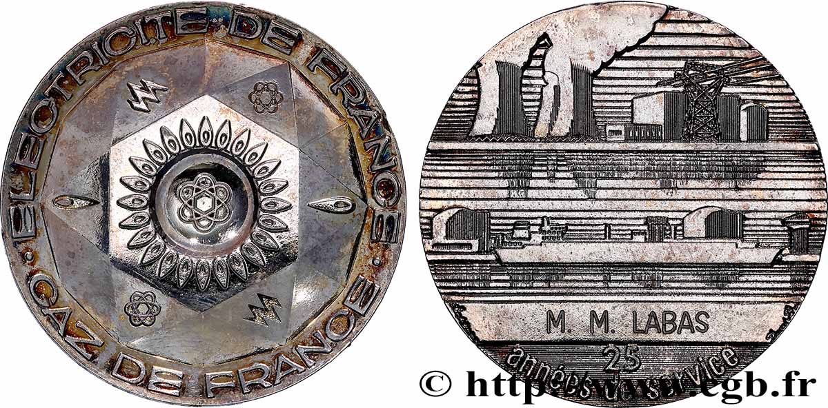 ENTREPRISES, INDUSTRIES ET COMMERCES DIVERS Médaille de mérite EDF / GDF, 20 années de service fVZ