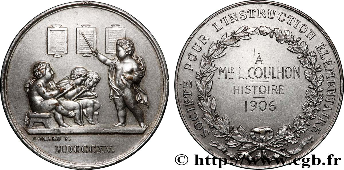 III REPUBLIC Médaille, Société pour l’instruction élémentaire AU