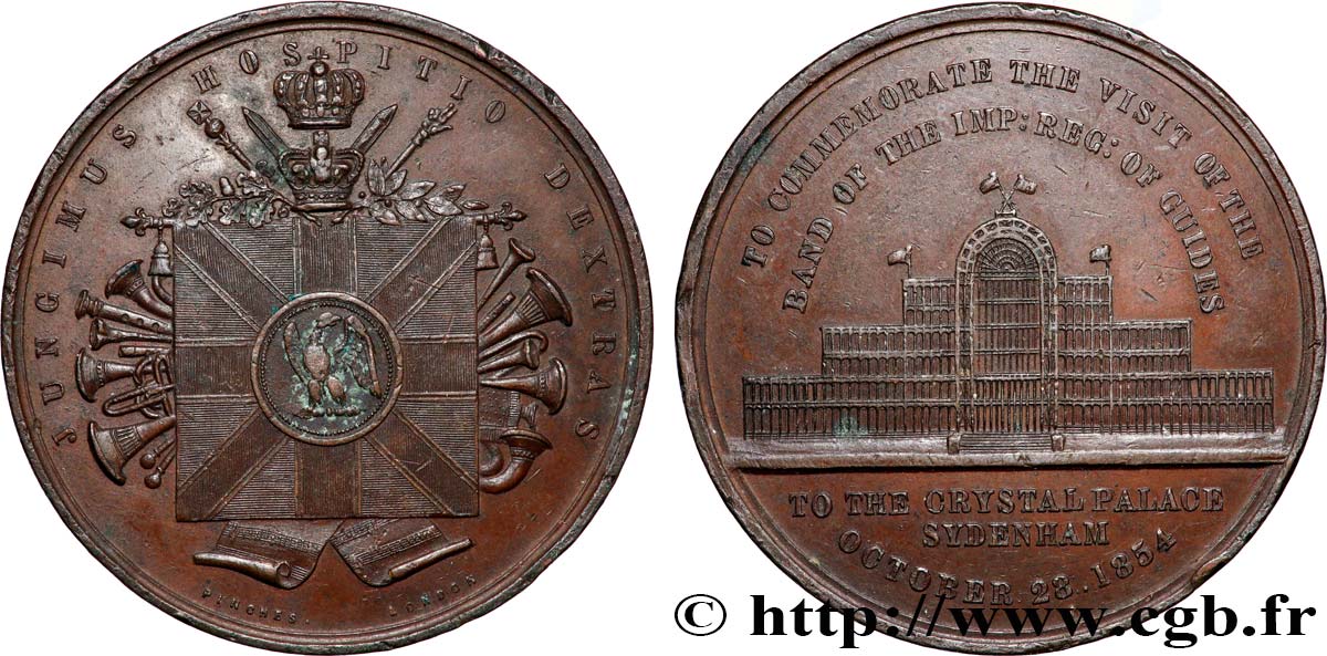 GRANDE BRETAGNE - VICTORIA Médaille, Visite du Band of the Imperial Regiment of Guides TTB