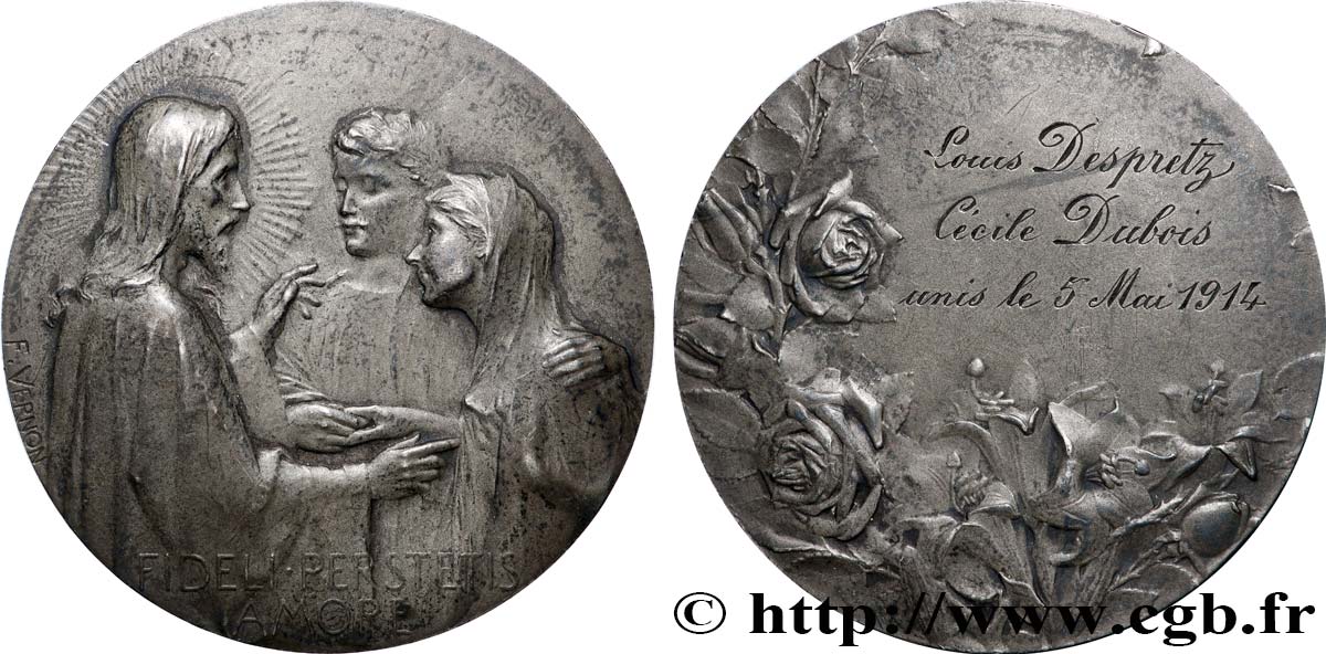 III REPUBLIC Médaille de mariage AU