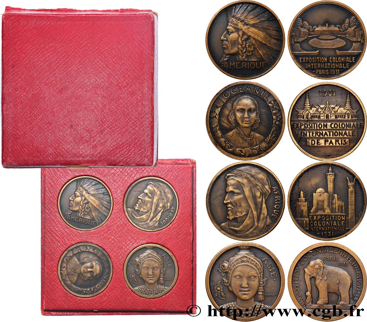 TROISIÈME RÉPUBLIQUE Coffret de 4 médailles, Exposition Coloniale Internationale SUP