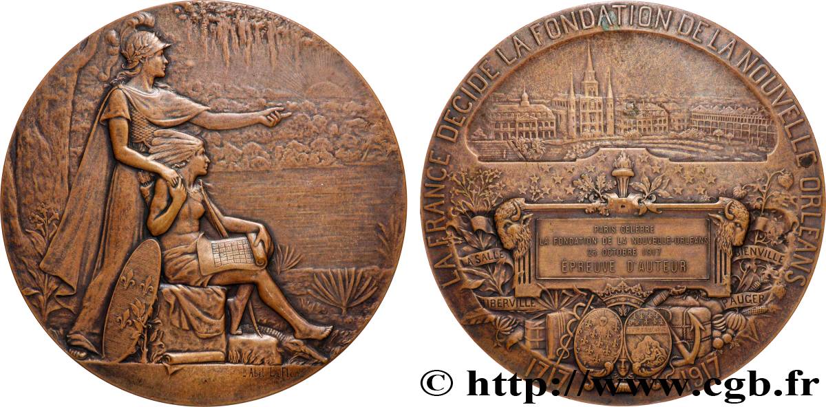 TROISIÈME RÉPUBLIQUE Médaille, Épreuve d’auteur, Bicentenaire de la fondation de la Nouvelle-Orléans TTB+