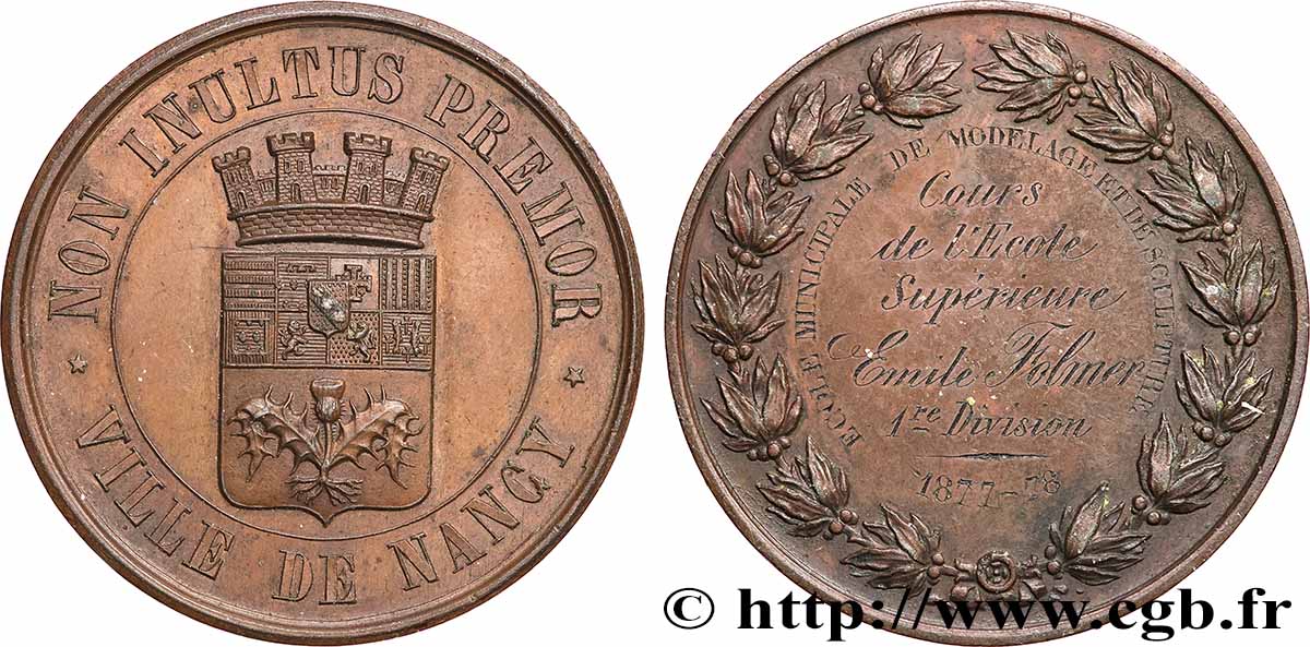 TROISIÈME RÉPUBLIQUE Médaille, École municipale de modelage et de sculpture TTB+/TTB