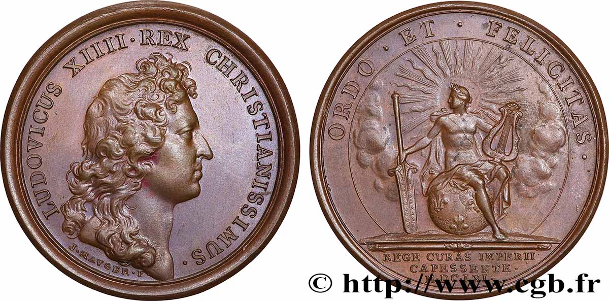 LOUIS XIV LE GRAND OU LE ROI SOLEIL Médaille, Le roi prend le gouvernement de l’État, tirage uniface du revers SUP