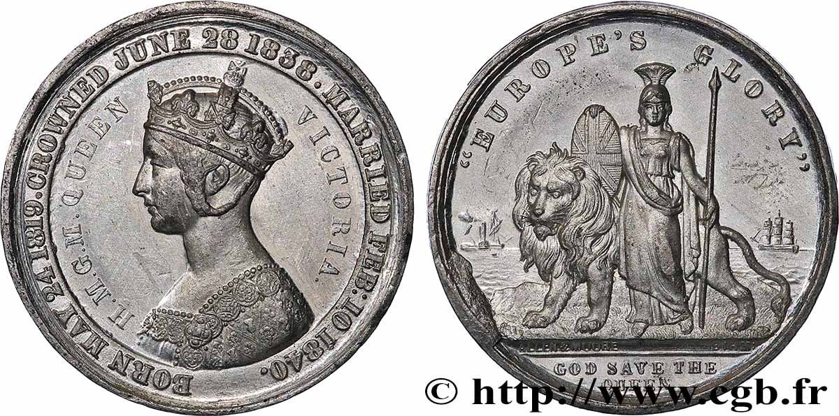 GRANDE BRETAGNE - VICTORIA Médaille, Reine Victoria, Europe’s Glory, Mariage de la Reine d’Angleterre Victoria et du Prince Albert de Saxe TTB+