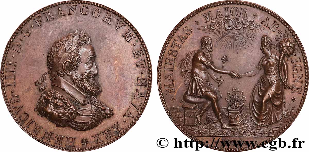 HENRY IV Médaille, Henri IV et Marie de Médicis, refrappe AU