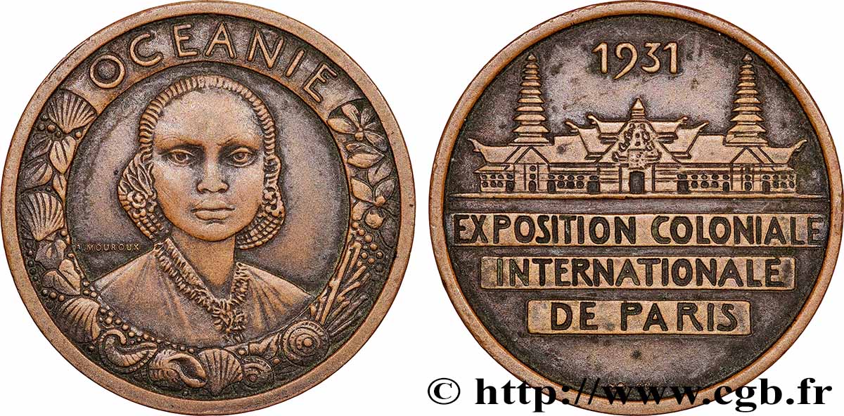 TROISIÈME RÉPUBLIQUE Médaille, Exposition Coloniale Internationale - Océanie TTB