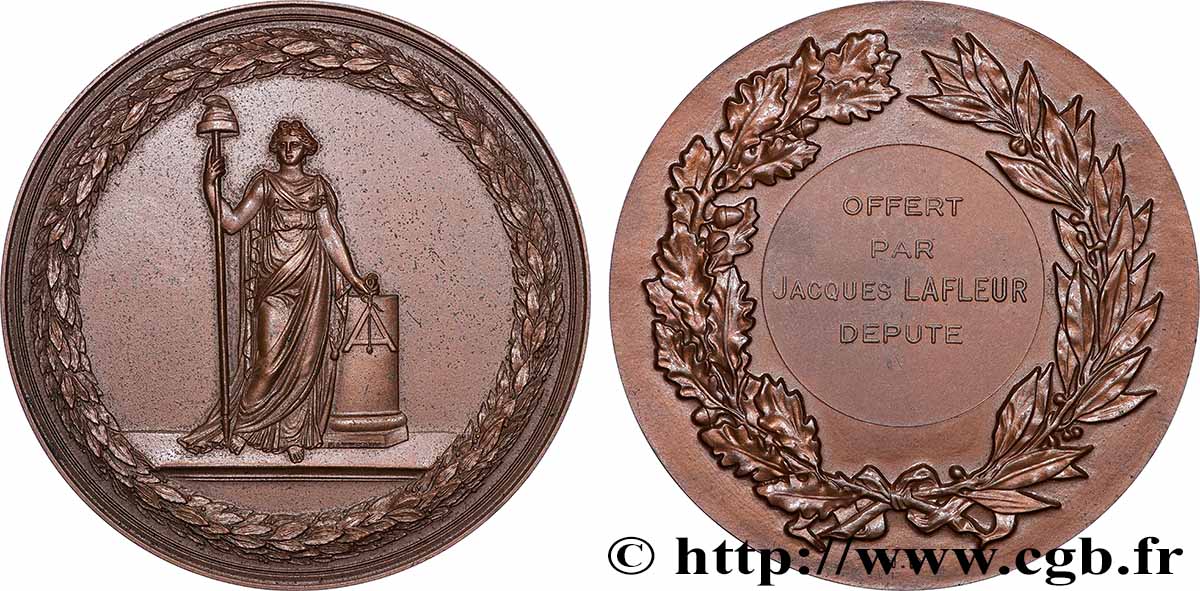 CINQUIÈME RÉPUBLIQUE Médaille, A l’immortalité, refrappe offerte par le député Jacques Lafleur TTB+/SUP