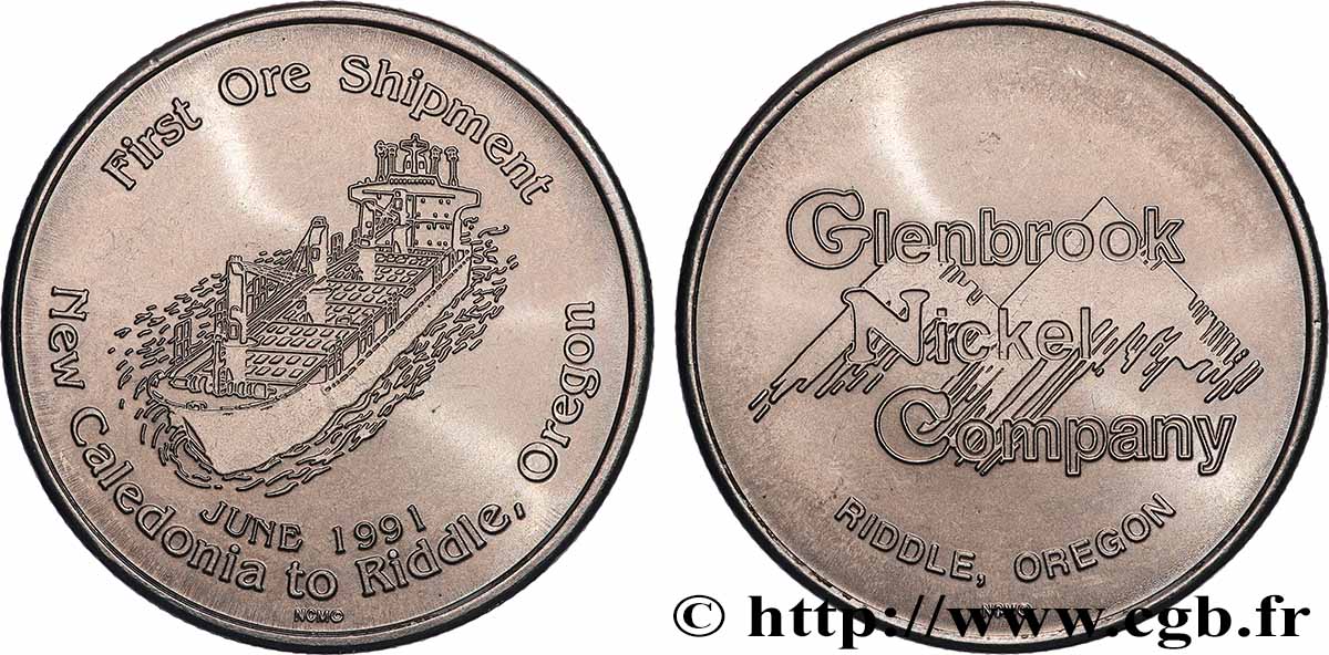 MER ET MARINE : PAQUEBOTS, NAVIRES, BATEAUX Médaille, Expédition de minerai de Nouvelle-Calédonie à l’Oregon SUP