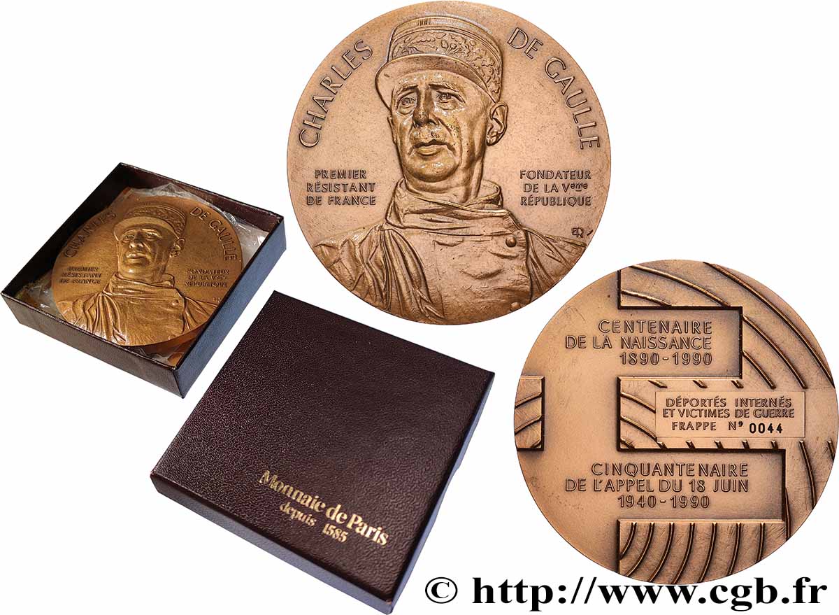 FUNFTE FRANZOSISCHE REPUBLIK Médaille, Charles de Gaulle, Centenaire de sa naissance VZ