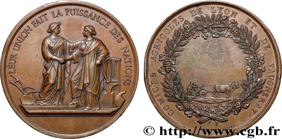 TERZA REPUBBLICA FRANCESE Médaille, Comice agricoles de Lyon et de Vaugneray q.SPL
