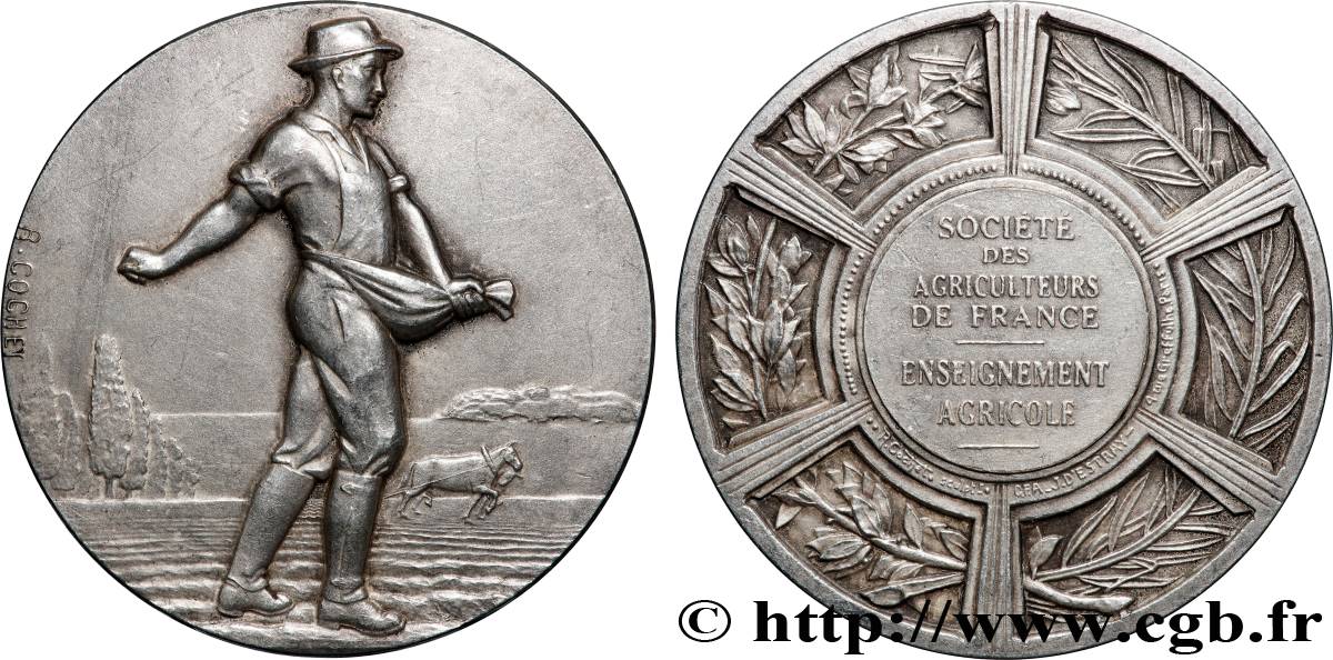 SOCIÉTÉS D&nbsp;AGRICULTURE, HORTICULTURE, PÈCHE ET CHASSE Médaille, Le Semeur VZ