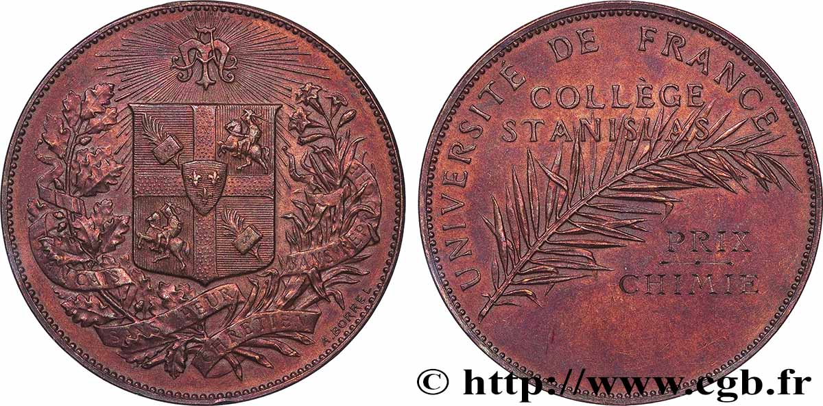 EDUCATION / SCHOOLS Médaille, Collège Stanislas, Prix d’honneur AU