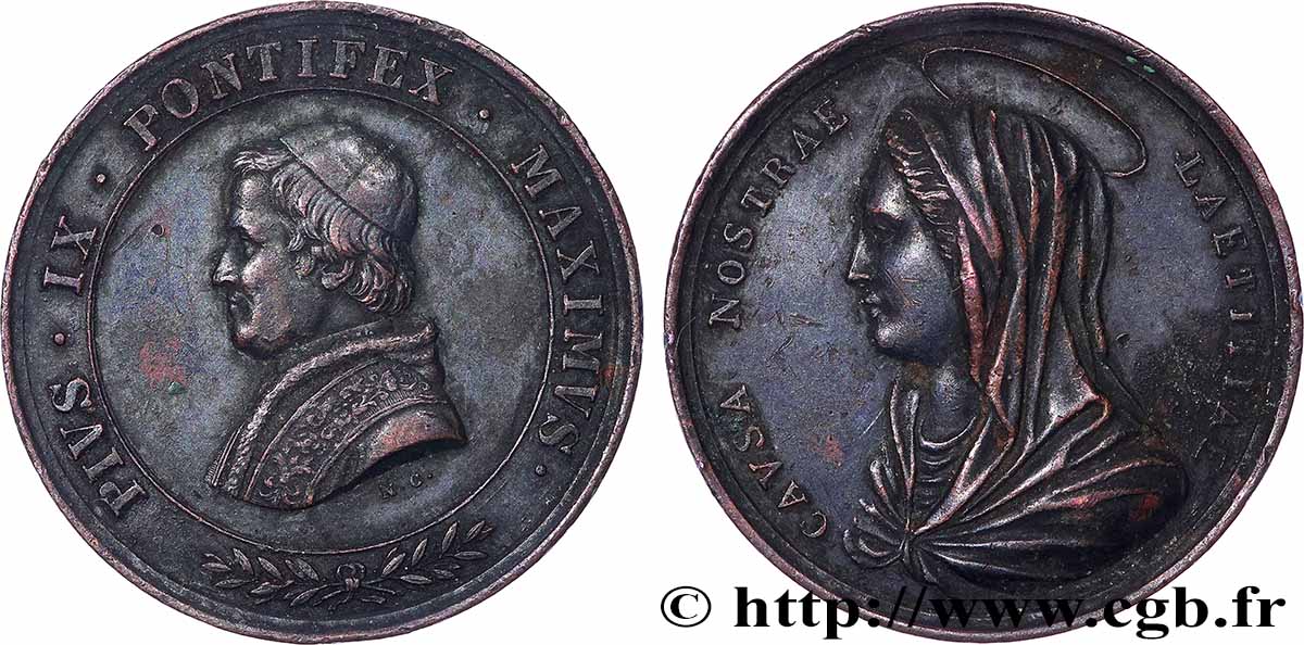 ITALIEN - KIRCHENSTAAT - PIE IX. Giovanni Maria Mastai Ferretti) Médaille, Causa nostrae laetitiae fVZ