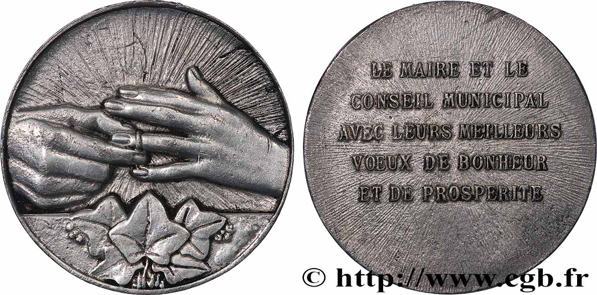 AMOUR ET MARIAGE Médaille, Voeux de bonheur du maire SS