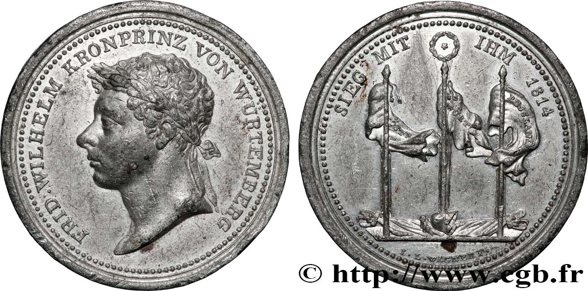 ALLEMAGNE - WURTEMBERG Médaille, Victoire, Traité de Paris TTB