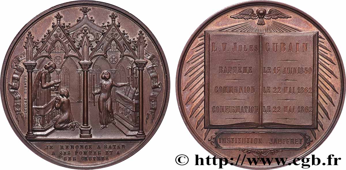 MÉDAILLES RELIGIEUSES Médaille de Baptême, Communion et Confirmation TTB+