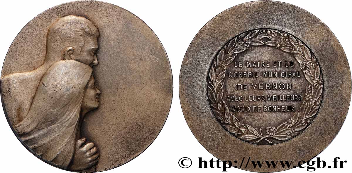 AMOUR ET MARIAGE Médaille, Voeux de bonheur du maire TTB