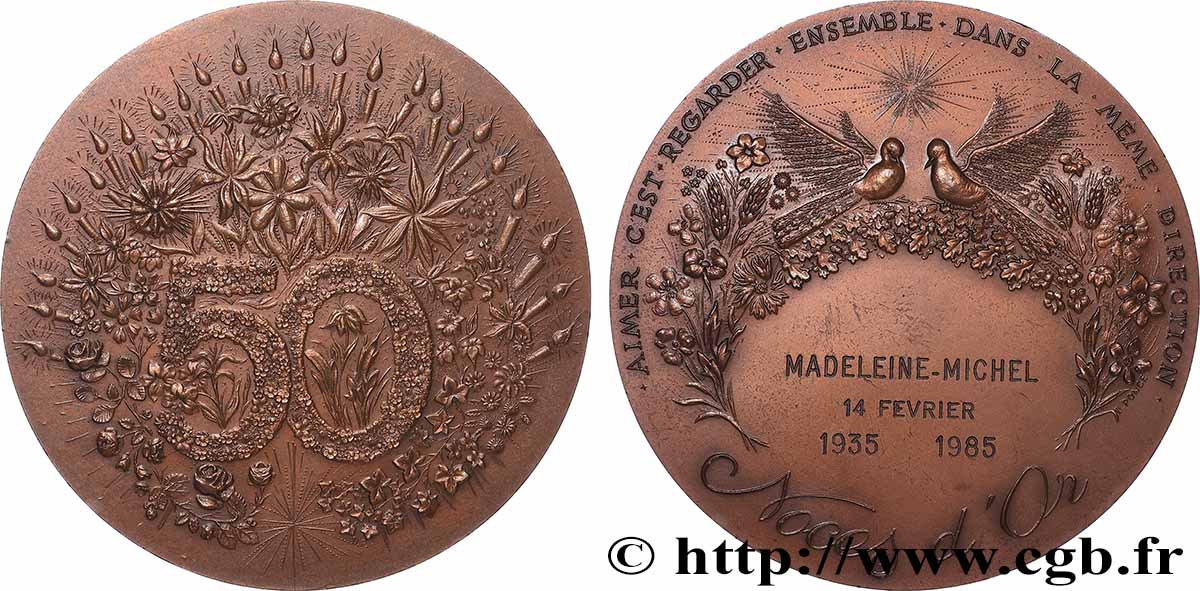 III REPUBLIC Médaille, Noces d’or AU/AU