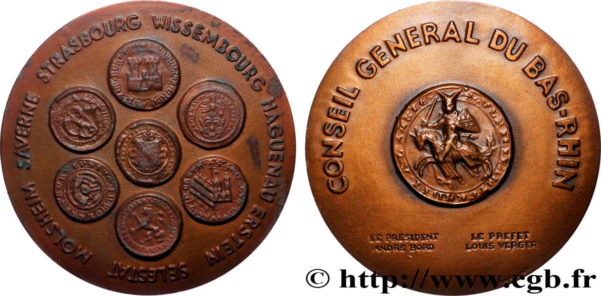 CINQUIÈME RÉPUBLIQUE Médaille, Conseil général du Bas-Rhin TTB+