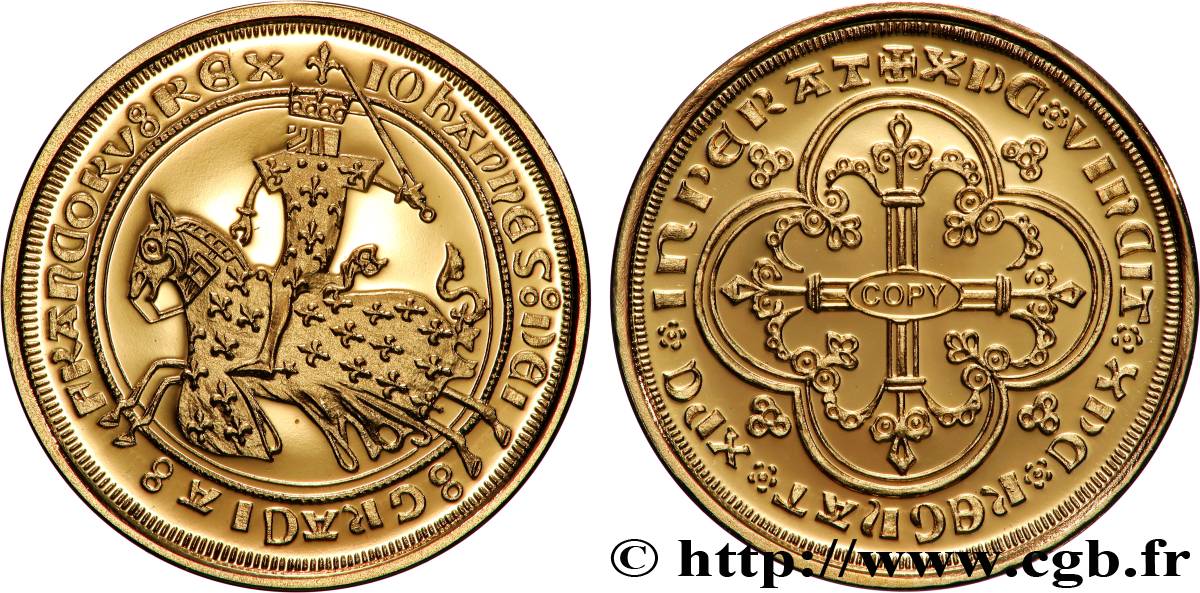 L&nbsp;OR DE LA FRANCE Médaille, Reproduction de monnaie, Franc à cheval de Jean II le Bon BE
